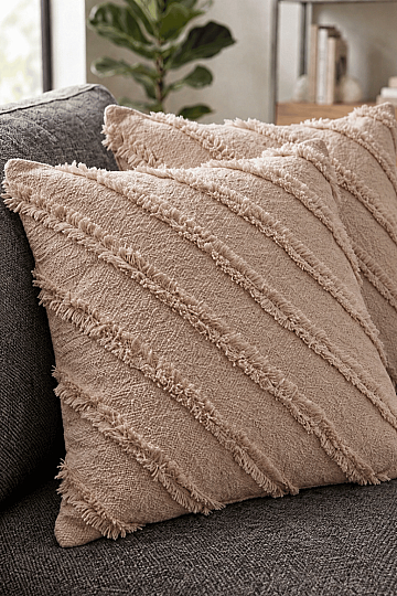 2'li Sakallı Şönil Kırlent Kılıfı 43x43 cm Dekoratif Kırlent Kılıfı (1)