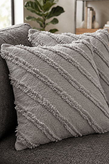 2'li Sakallı Şönil Kırlent Kılıfı 43x43 cm Dekoratif Kırlent Kılıfı (1)