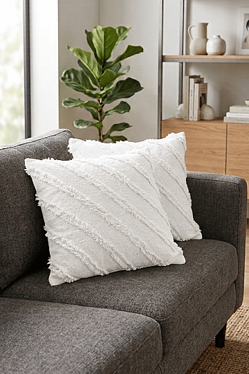 2'li Sakallı Şönil Kırlent Kılıfı 43x43 cm Dekoratif Kırlent Kılıfı