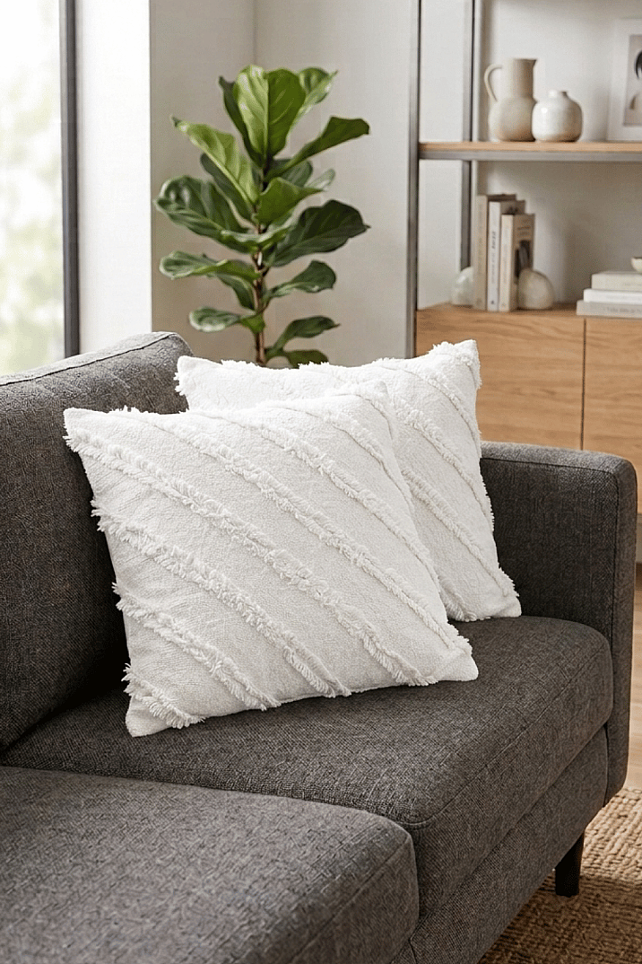 2'li Sakallı Şönil Kırlent Kılıfı 43x43 cm Dekoratif Kırlent Kılıfı - 1