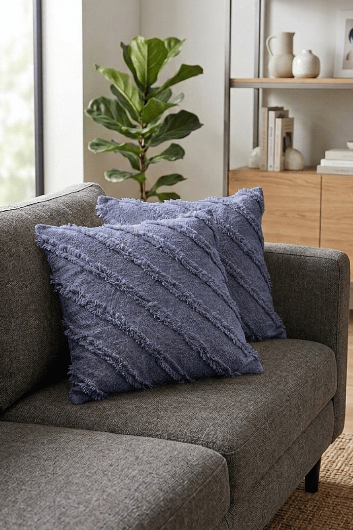 2'li Sakallı Şönil Kırlent Kılıfı 43x43 cm Dekoratif Kırlent Kılıfı - 1