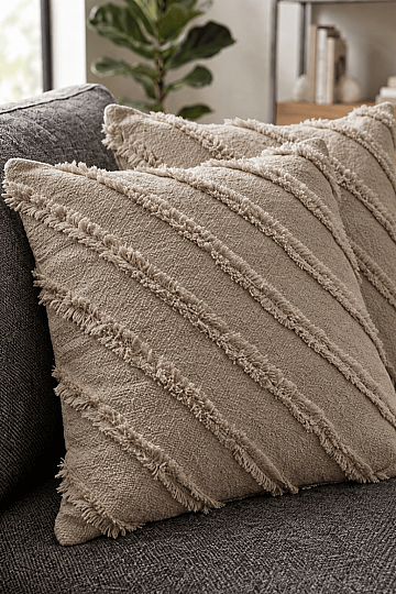 2'li Sakallı Şönil Kırlent Kılıfı 43x43 cm Dekoratif Kırlent Kılıfı (1)