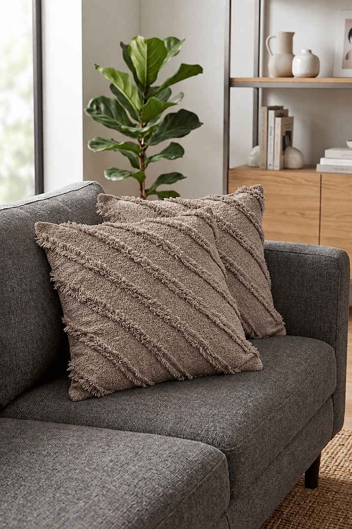 2'li Sakallı Şönil Kırlent Kılıfı 43x43 cm Dekoratif Kırlent Kılıfı - 1