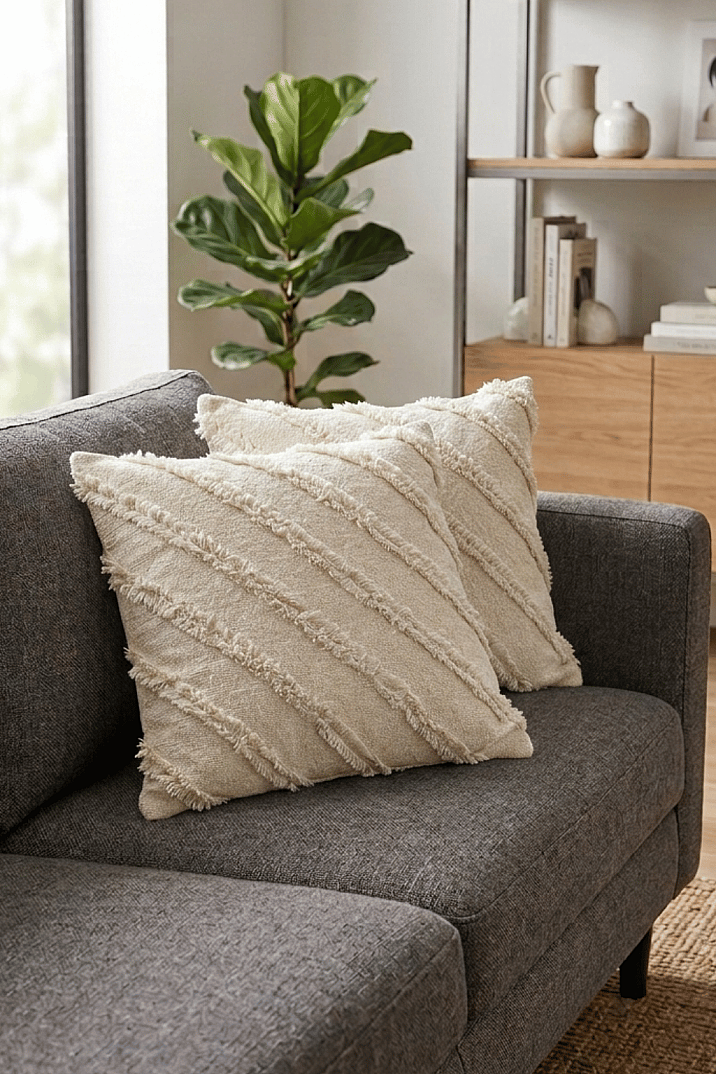 2'li Sakallı Şönil Kırlent Kılıfı 43x43 cm Dekoratif Kırlent Kılıfı - 1