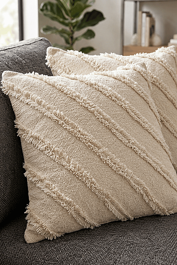 2'li Sakallı Şönil Kırlent Kılıfı 43x43 cm Dekoratif Kırlent Kılıfı (1)