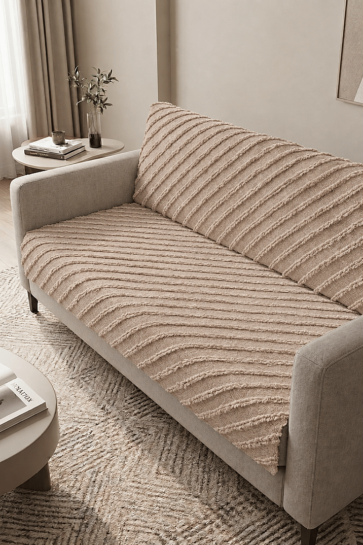 Sakallı Şönil Koltuk Örtüsü Kaymaz Dokulu Modern Koltuk Şalı - 1