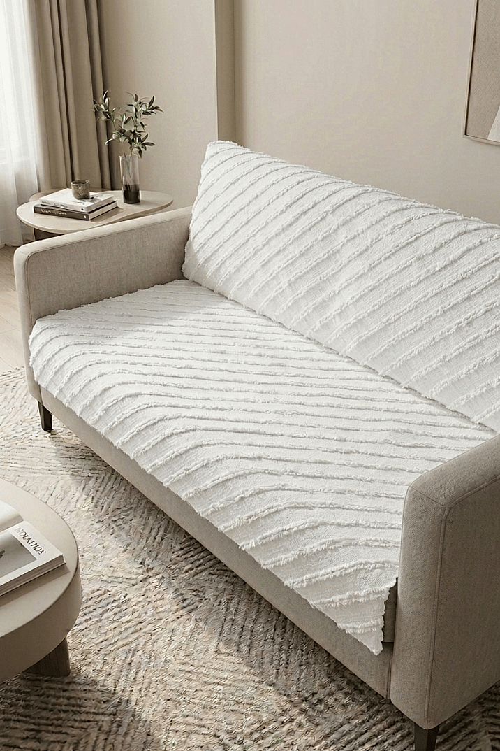 Sakallı Şönil Koltuk Örtüsü Kaymaz Dokulu Modern Koltuk Şalı - 1