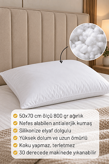 Silikonize Elyaf Dolgulu Antialerjik 800 gr 50x70 cm Yastık - 3