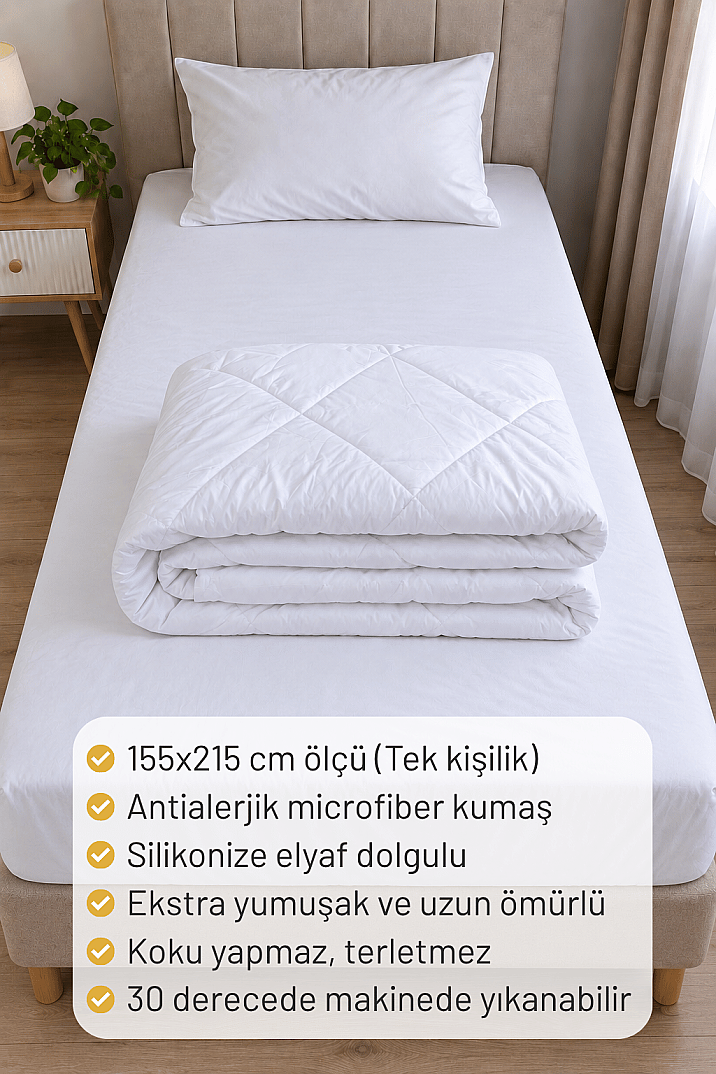 Silikonize Elyaf Dolgulu Antialerjik Yorgan - Tek Kişilik - 2